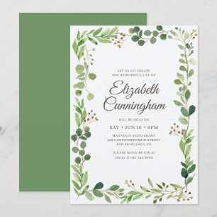 Invitation Fête de la vie Aquarelle Foliage Verdure