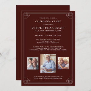 Invitation Fête de la vie Bourgogne Rouge Blanc 3 Photo