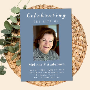 Invitation Fête de la vie de funérailles modernes photo minim