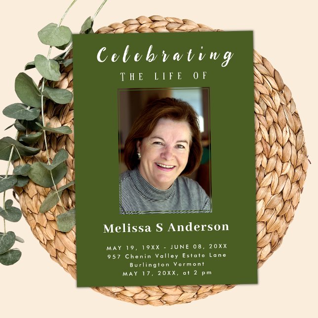 Invitation Fête de la vie de funérailles modernes photo minim (Créateur téléchargé)