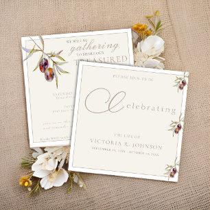 Invitation Fête de la Vie de la Branche de l'Olive aquarelle
