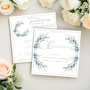 Invitation Fête de la Vie de la Branche de l'Olive aquarelle