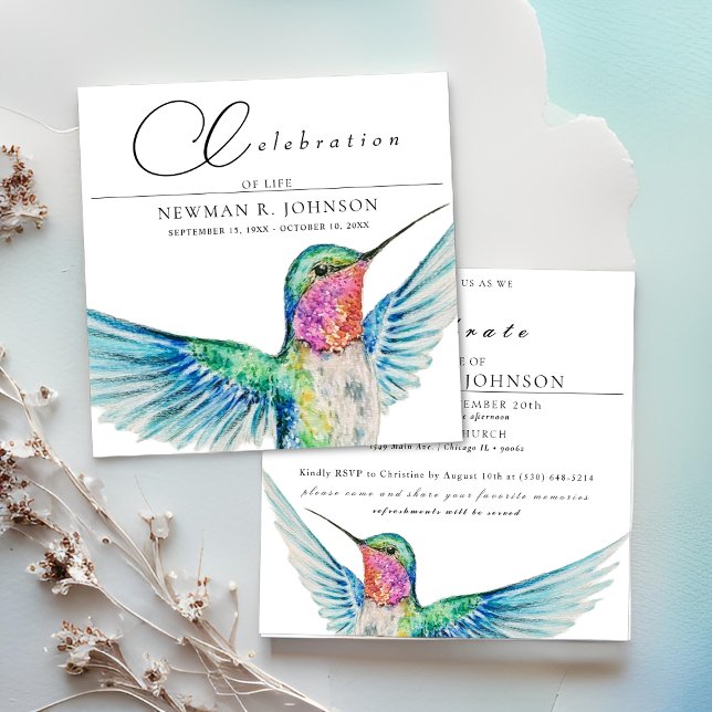Invitation Fête de la vie des colibris d'aquarelle (Créateur téléchargé)