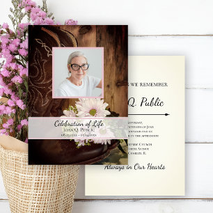 Invitation Fête de la vie des marguerites roses et des bottes