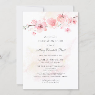 Invitation Fête de la vie funéraire Photo rose Floral Invi