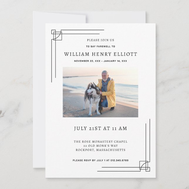 Invitation Fête de la vie Photo Farewell Funeral Service (Devant)