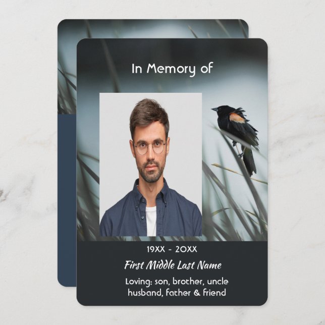 Invitation Fête de la vie Service de l'aile rouge Blackbird (Devant / Derrière)