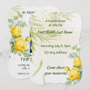 Invitation Fête de la vie Service Roses Jaunes Fleurs
