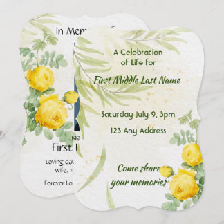 Invitation Fête de la vie Service Roses Jaunes Fleurs
