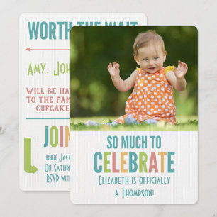 Invitation Fête de l'adoption Couleurs vives modernes Faire-p