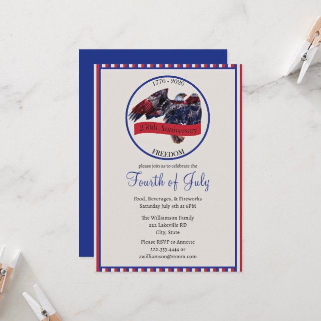 Invitation Fête de l'Aigle rayée du 250e Anniversaire (Devant/Arrière en situation)