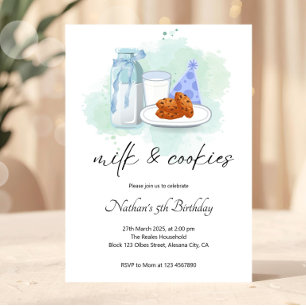 Invitation Fête de lait et biscuits d'anniversaire