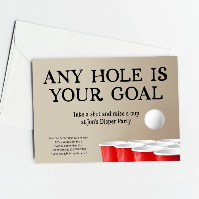 Invitation Fête de Lange en Pong avec des Couches Drôle (Créateur téléchargé)