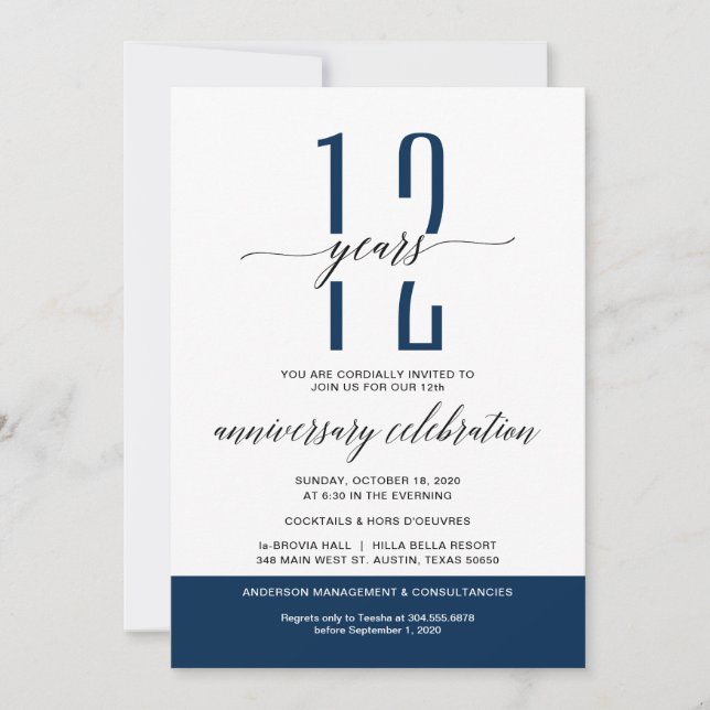 Invitation Fête de l'anniversaire d'affaires de la Marine mod (Devant)