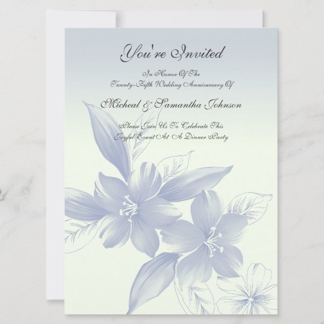 Invitation Fête de l'Anniversaire de la florale bleue (Devant)