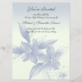 Invitation Fête de l'Anniversaire de la florale bleue