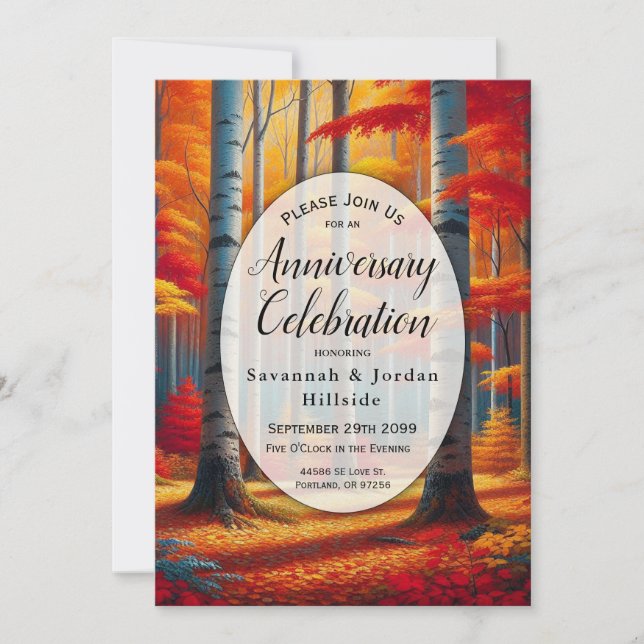 Invitation Fête de l'anniversaire de la forêt d'automne de Bi (Devant)
