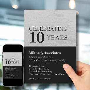 Invitation Fête de l'anniversaire de l'entreprise Black Silve