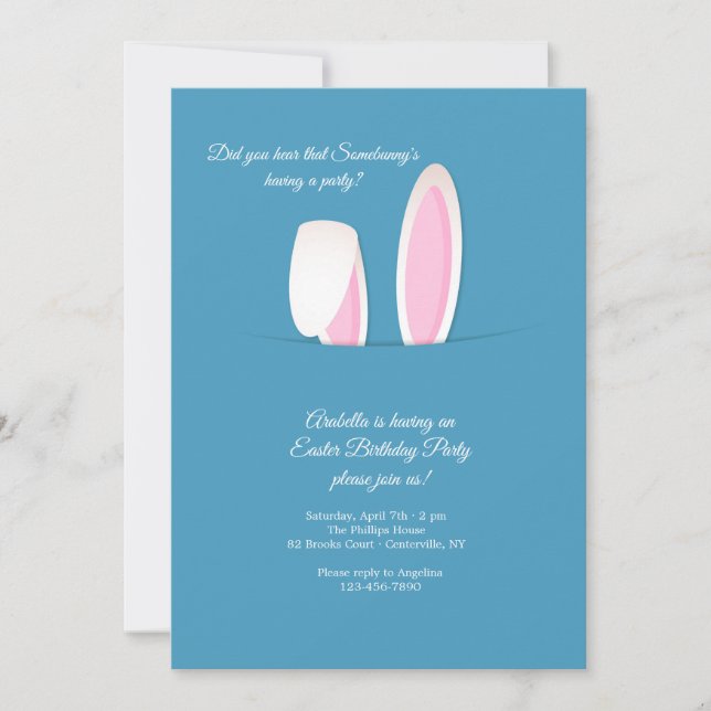 Invitation Fête de l'anniversaire de Pâques de Bunny Ears (Devant)