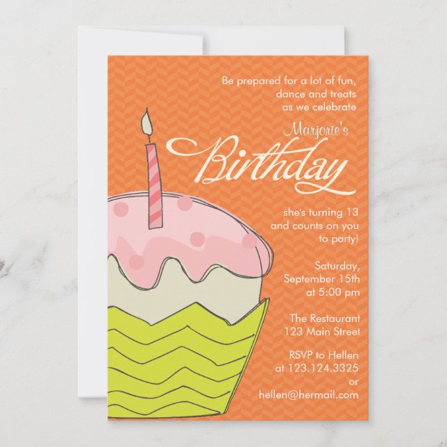 Invitation Fête de l'anniversaire du Big Cupcake (Devant)
