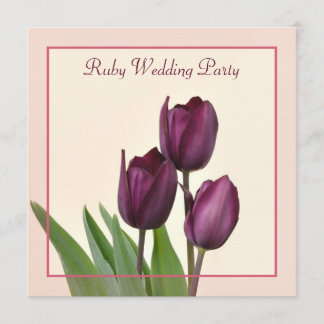 Invitation Fête de l'anniversaire du carré des tulipes violet