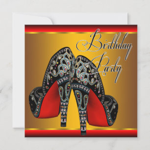 Invitation Fête de l'Anniversaire rouge noir rouge