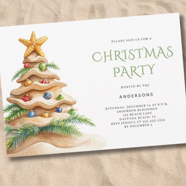 Invitation Fête de l'Arbre de Noël Tropical (Créateur téléchargé)