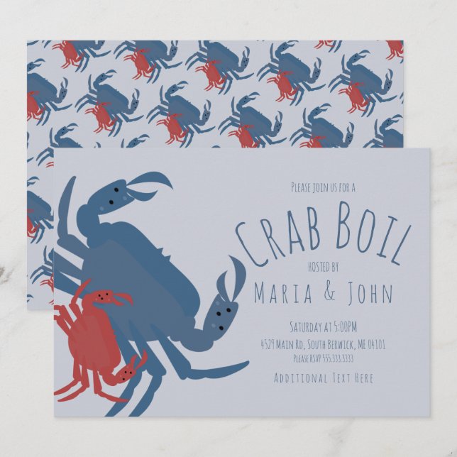 Invitation Fête de l'ébullition de crabe Anniversaire Dîner C (Devant / Derrière)