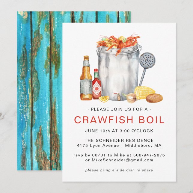 Invitation Fête de l'écrevisse d'été | Barbecue de l'écreviss (Devant / Derrière)