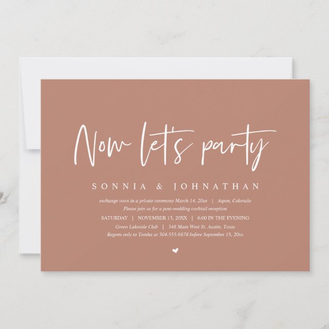 Invitation Fête de l'Elopement mariage, Faisons la fête (Devant)