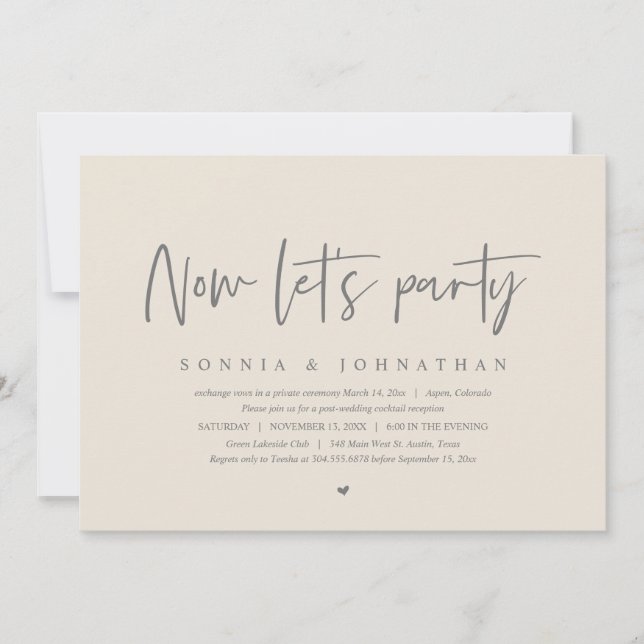 Invitation Fête de l'Elopement mariage, Faisons la fête (Devant)