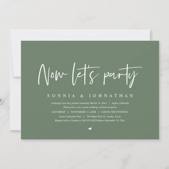 Invitation Fête de l'Elopement mariage, Faisons la fête (Devant)