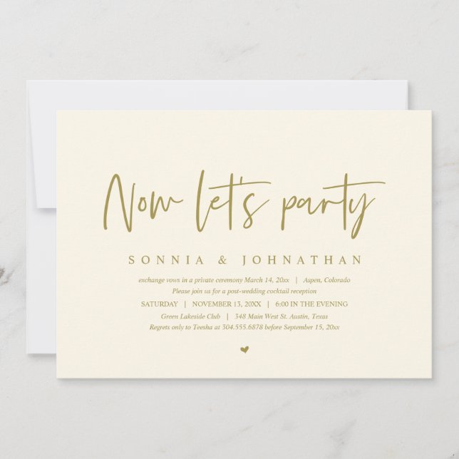 Invitation Fête de l'Elopement mariage, Faisons la fête (Devant)