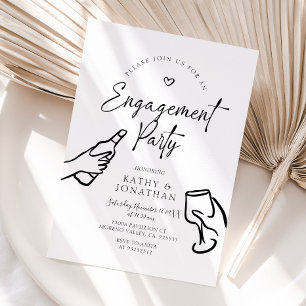 Invitation Fête de l'engagement avec gribouillis fantaisie