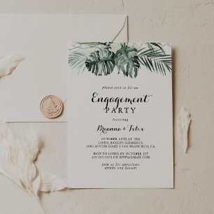 Invitation Fête de l'engagement Floral blanc vert tropical