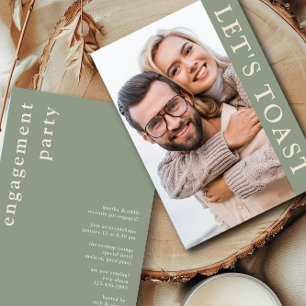 Invitation Fête de l'engagement photo de Crème Verte Toast