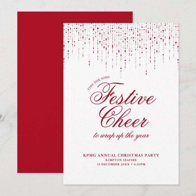 Invitation Fête de l'entreprise Red White (Devant / Derrière)