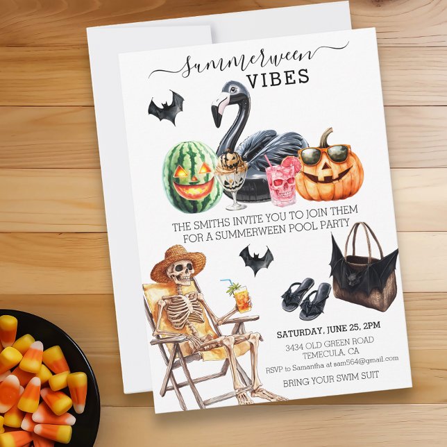 Invitation Fête de l'Étéween Piscine gothique d'été (Créateur téléchargé)