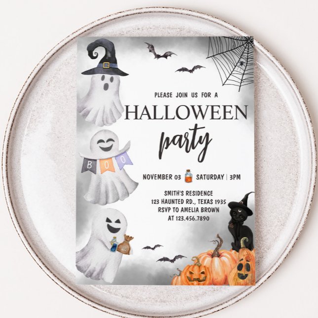 Invitation Fête de l'Halloween (Ghost Little Boo Halloween Party Invitation)