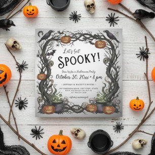 Invitation Fête de l'Halloween Citrouilles et vignes Éffrayan