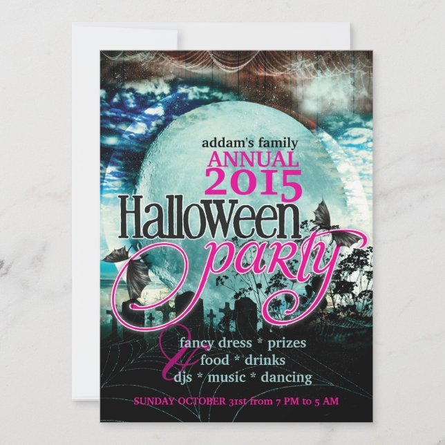 Invitation Fête de l'Halloween sur le thème de la Fée aux Ail (Devant)