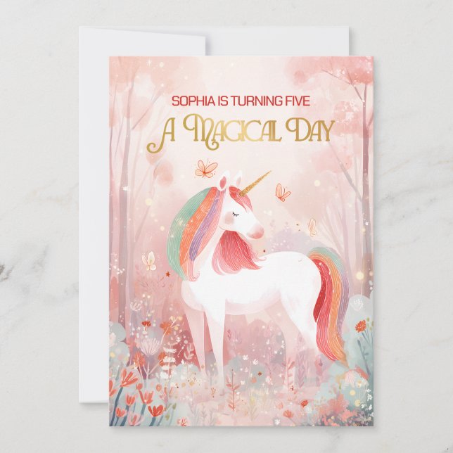 Invitation Fête de licorne de conte de fées (Devant)