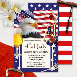 Invitation Fête de l'Indépendance américaine 4 juillet