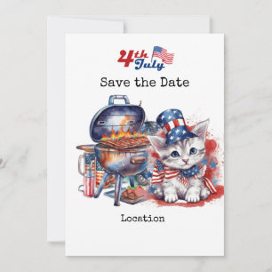 Invitation Fête de l'Indépendance du 4 juillet avec un chat