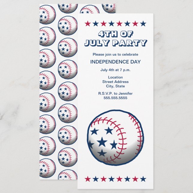 Invitation Fête de l'indépendance du baseball (Devant / Derrière)