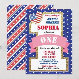 Invitation Fête de l'Indépendance Fille 1er fête d'anniversai