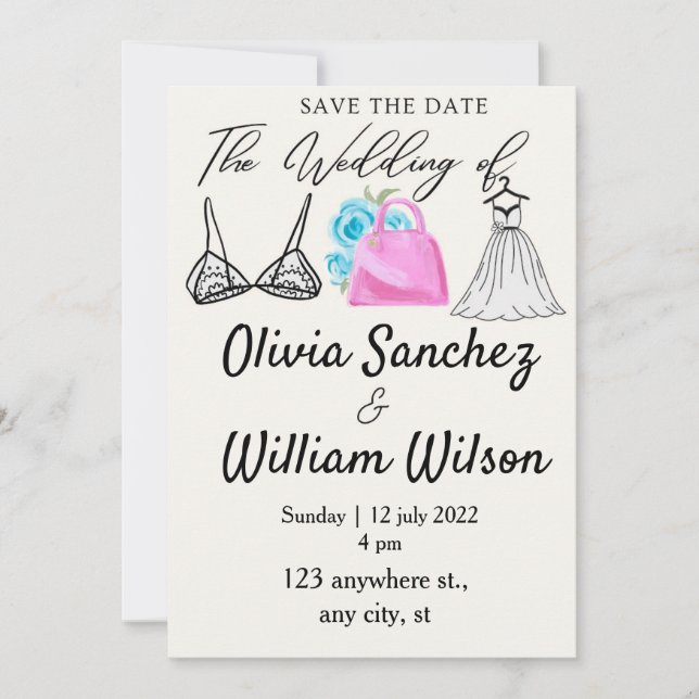 Invitation Fête de lingerie avec robe de mariage  (Devant)