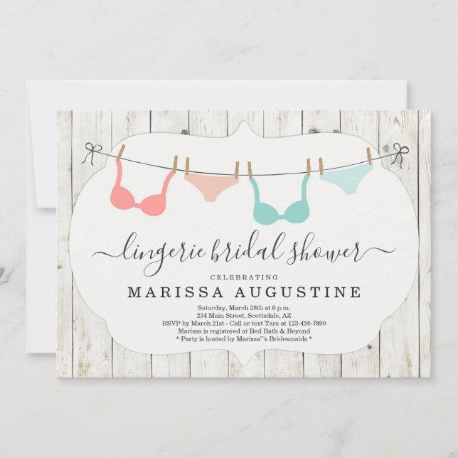 Invitation Fête de lingerie de mariage - Linge rustique (Devant)