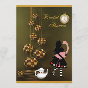 Invitation Fête de l'mariée Alice et Flamant rose Wonderland