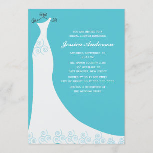 Invitation Fête de l'mariée Aqua Mariage Gown